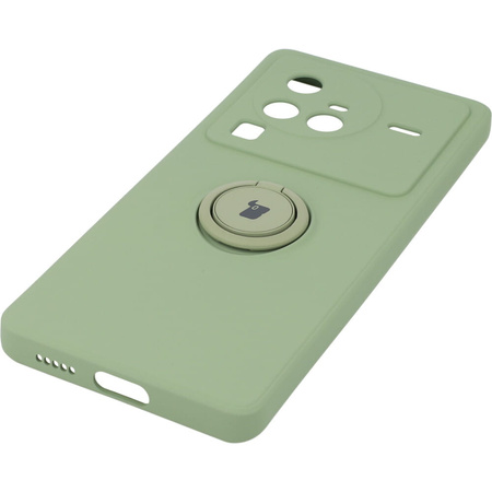 Etui Bizon Case Silicone Ring Sq do VIVO X80 Pro, jasnozielone