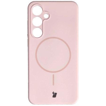 Silikonowe etui z pierścieniem magnetycznym Bizon Soft Case Magnetic do Galaxy S24 Plus, jasnoróżowe