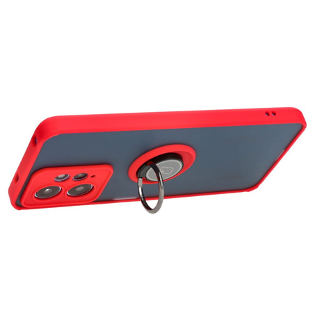 Etui z uchwytem na palec Bizon Case Hybrid Ring do Xiaomi Redmi Note 12 4G, przydymione z czerwoną ramką