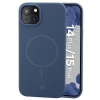 Silikonowe etui z pierścieniem magnetycznym Bizon Soft Case Magnetic do iPhone 15 Plus/14 Plus, granatowe
