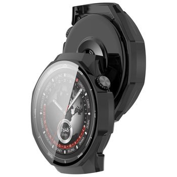 Etui ze szkłem do zegarka Bizon Case Watch Adamo do Huawei Watch GT 5 Pro 46 mm, czarne
