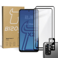 Szkło hartowane Bizon Glass Edge - 2 sztuki + ochrona na obiektyw, Redmi Note 11
