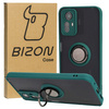Etui z uchwytem na palec Bizon Case Hybrid Ring do Xiaomi Redmi Note 12S, przydymione z ciemnozieloną ramką