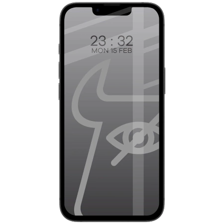 Prywatyzujące szkło hartowane Bizon Glass Edge Shadow Duo do iPhone 16e / 14 / 13 Pro / 13, przyciemniane z czarną ramką, 2 sztuki