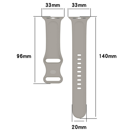 Pasek Bizon Strap Watch Silicone S do Apple Watch 44/45/46/49 mm, jasnoszary