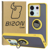 Etui z uchwytem na palec Bizon Case Hybrid Ring do Xiaomi Poco X6 / Xiaomi Redmi Note 13 Pro 5G, przydymione z żółtą ramką
