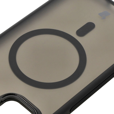 Etui z podstawką i pierścieniem magnetycznym Bizon Case Eclipse do iPhone 11, przydymione z czarną ramką