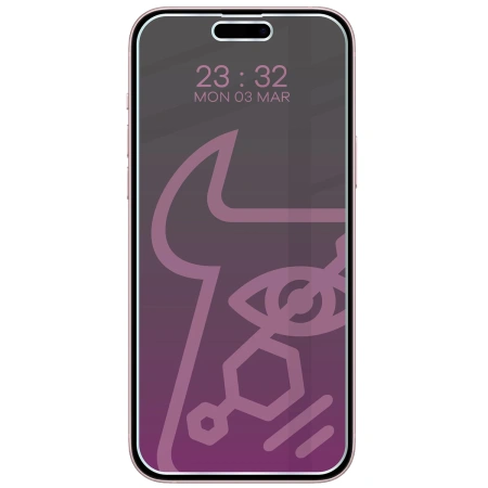 Prywatyzujące szkło hybrydowe Bizon Glass Mule Shadow do iPhone 15 Plus, matowe