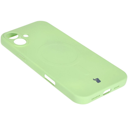 Silikonowe etui z pierścieniem magnetycznym Bizon Case Silicone Magnetic do iPhone 16, jasnozielone