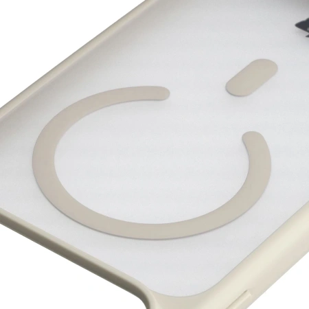 Etui z pierścieniem magnetycznym + szkło hartowane Bizon MatteO Pack do iPhone 17 Pro Max, przydymione-beżowe