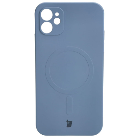 Etui silikonowe z pierścieniem magnetycznym Bizon Case Silicone Magnetic do iPhone 11, szare