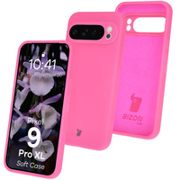 Silikonowe etui Bizon Soft Case do Google Pixel 9 Pro XL, neonowo-różowe