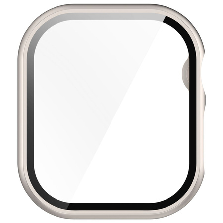 Etui ze szkłem do zegarka Bizon Case+Glass Watch do Apple Watch 11 / 10 42mm, szampańskie