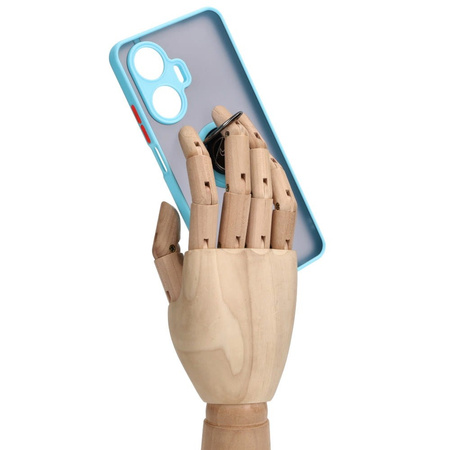 Etui z uchwytem na palec Bizon Case Hybrid Ring do Realme C55, przydymione z jasnoniebieską ramką