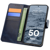 Etui z klapką Bizon Case Pocket do Motorola Edge 50 Neo, granatowe