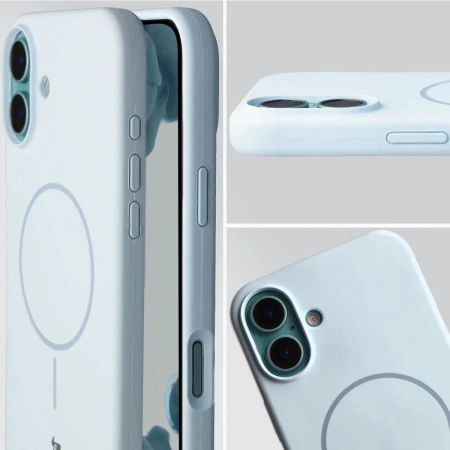 Silikonowe etui z pierścieniem magnetycznym Bizon Soft Case Magnetic do iPhone 16 Plus, błękitne