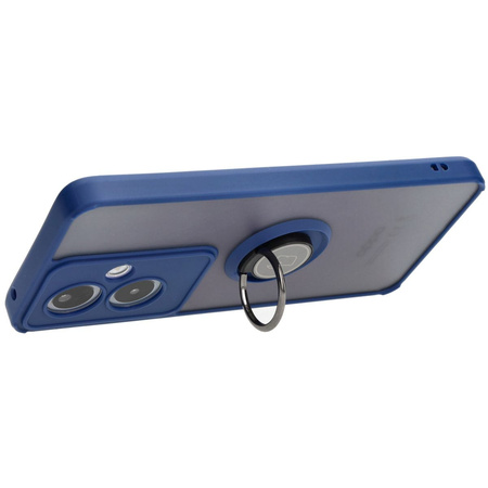 Etui z uchwytem na palec Bizon Case Hybrid Ring do Oppo A79 5G, przydymione z granatową ramką
