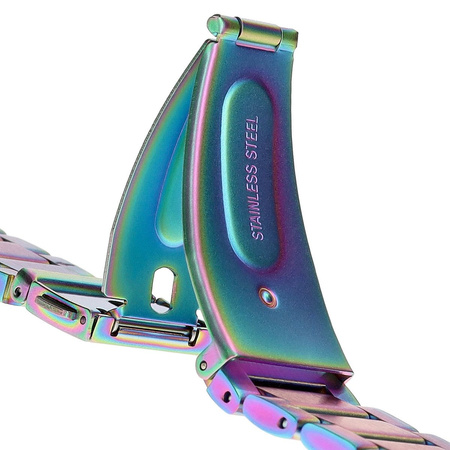 Pasek ze stali nierdzewnej do smartwatcha, Bizon Strap Watch Aura, Quick Release 22 mm, tęczowy