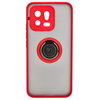 Etui z uchwytem na palec Bizon Case Hybrid Ring do Xiaomi 13, przydymione z czerwoną ramką