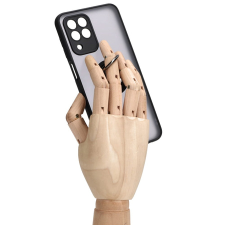 Etui z uchwytem na palec Bizon Case Hybrid Ring do Galaxy M33 5G, przydymione z czarną ramką