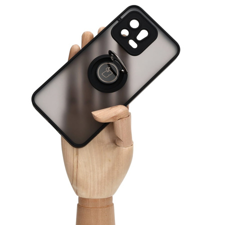 Etui z uchwytem na palec Bizon Case Hybrid Ring do Xiaomi 13, przydymione z czarną ramką