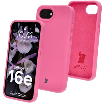 Silikonowe etui Bizon Soft Case do iPhone 16e, fuksja