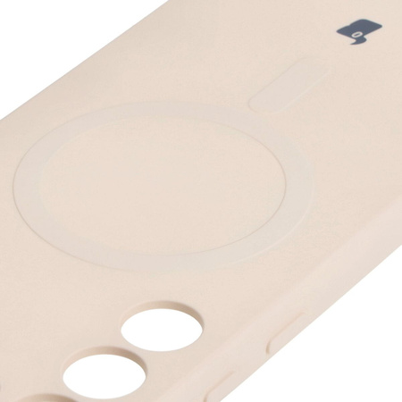 Etui silikonowe z pierścieniem magnetycznym Bizon Case Silicone Magnetic do Galaxy S23 Plus, beżowe