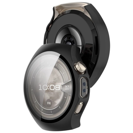 Etui ze szkłem do zegarka Bizon Case+Glass Watch do Huawei Watch 5 46 mm, matowe czarne