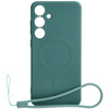 Etui Bizon Case Silicone Magnetic Sq do Galaxy S24 Plus, ciemnozielone