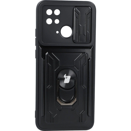 Etui Bizon Case Camshield Card Slot Ring do Xiaomi Redmi 10C, czarne