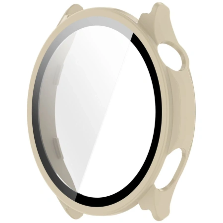 Etui ze szkłem do zegarka Bizon Case Watch Adamo do OnePlus Watch Lite 45 mm / Oppo Watch S 45 mm, beżowe