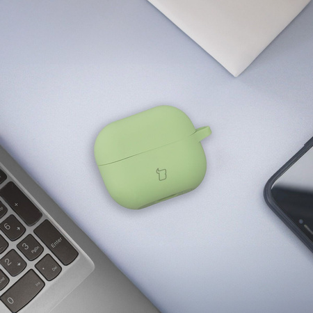 Silikonowe etui z karabińczykiem Bizon Case Headphone Silicone do Galaxy Buds 3/3 Pro, jasnozielone