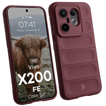 Pancerne etui Bizon Case Tur do Vivo X200 FE, burgundowe