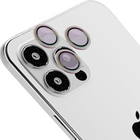 Szkło na aparat z aplikatorem Bizon Glass Snap Lens do iPhone 12 Pro Max, 1 zestaw, srebrna ramka