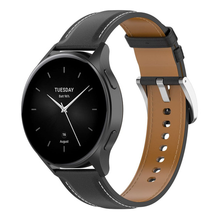 Pasek skórzany do smartwatcha, Bizon Strap Watch Casual, Quick Release 22 mm, czarny