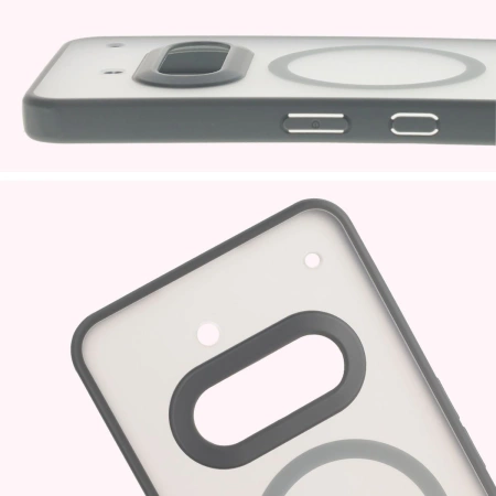 Etui z pierścieniem magnetycznym Bizon Case MatteO do Nothing Phone (3a), przydymione-szare