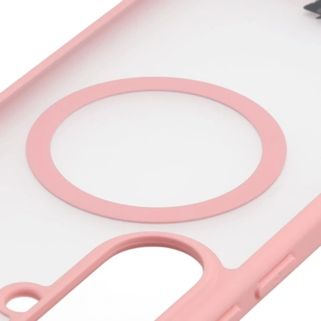 Etui z pierścieniem magnetycznym Bizon Case MatteO do Galaxy A37 5G / A36 5G, przydymione-jasnoróżowe