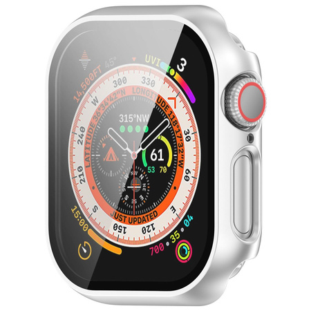 Etui ze szkłem do zegarka Bizon Case Watch Adamo do Apple Watch 11 / 10 42mm, srebrne