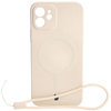 Etui silikonowe z pierścieniem magnetycznym Bizon Case Silicone Magnetic do iPhone 12, beżowe