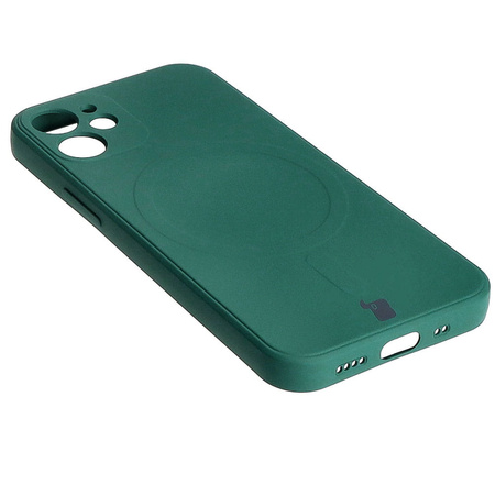 Etui Bizon Case Silicone Magnetic Sq do iPhone 12 Mini, ciemnozielone