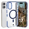 Etui z pierścieniem magnetycznym Bizon Case Marco do iPhone 17, przezroczyste z niebieską ramką
