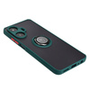 Etui z uchwytem na palec Bizon Case Hybrid Ring do Realme C55, przydymione z ciemnozieloną ramką