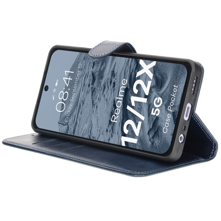 Etui z klapką Bizon Case Pocket do Realme 12 / 12x, granatowe