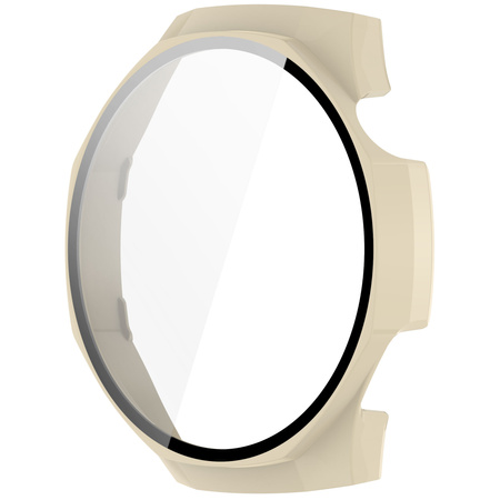 Etui ze szkłem do zegarka Bizon Case Watch Adamo do Huawei Watch GT 5 Pro 46 mm, beżowe