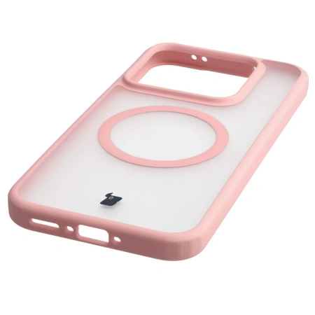 Etui z pierścieniem magnetycznym Bizon Case MatteO do Realme GT 8 Pro, przydymione-jasnoróżowe