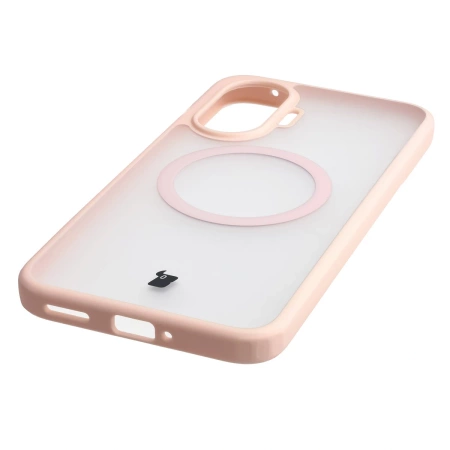 Etui z pierścieniem magnetycznym Bizon Case MatteO do Xiaomi POCO F7, przydymione-różowe