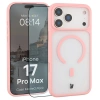 Etui z pierścieniem magnetycznym + szkło hartowane Bizon MatteO Pack do iPhone 17 Pro Max, przydymione-jasnoróżowe
