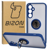 Etui z uchwytem na palec Bizon Case Hybrid Ring do Galaxy S23 FE, przydymione z granatową ramką