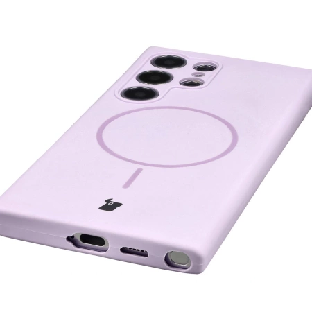 Silikonowe etui z pierścieniem magnetycznym Bizon Soft Case Magnetic do Galaxy S24 Ultra, jasnofioletowe