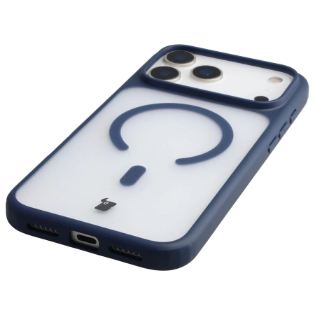 Etui z pierścieniem magnetycznym Bizon Case MatteO do iPhone 17 Pro Max, przydymione-granatowe